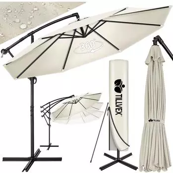 tillvex Ampelschirm &Oslash;300cm beige, Aluminium, neigbar, UV-Schutz (TVSNS-004)