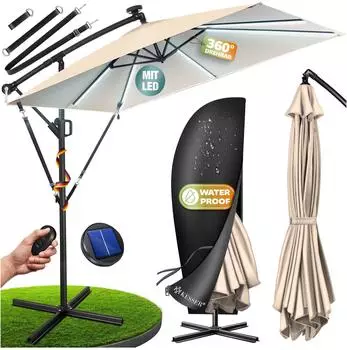 Kesser Ampelschirm Holly &Oslash;350cm LED Solar, Aluminium (Holly)