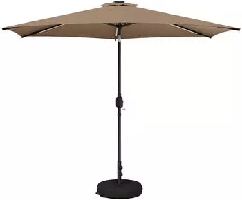 vidaXL Gartenparasol mit LED-Lichtern und Sockel 300x300cm
