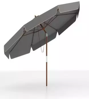 Costway Sonnenschirm φ300cm mit Volant, beidseitig 30° neigbar, Holz, grau (ZB34919SD)