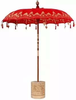 vidaXL Balinesischer Sonnenschirm mit Sockel, rot, 185x185x260cm