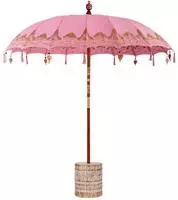 vidaXL Balinesischer Sonnenschirm mit Sockel Rosa 215 x 215 x 260 cm