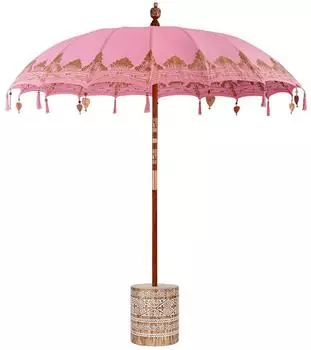 vidaXL Balinesischer Sonnenschirm mit Sockel rosa 215x215x260cm