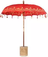 vidaXL Balinesischer Sonnenschirm mit Sockel Rot 215 x 215 x 260 cm
