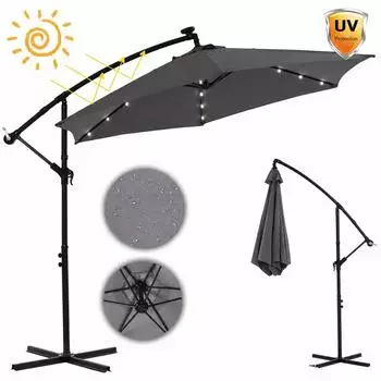 Mucola Ampelschirm mit LED-Beleuchtung, grau, 350cm
