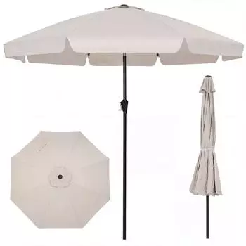 Costway Sonnenschirm 300cm mit Volant, 8 Glasfaser-Rippen, 30° knickbar (ZB35675NQ)