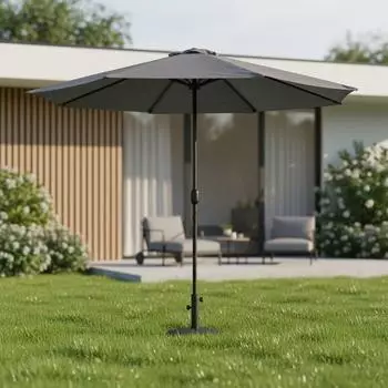 Mucola Sonnenschirm Ø3m LED-Beleuchtung UV-Schutz, grau
