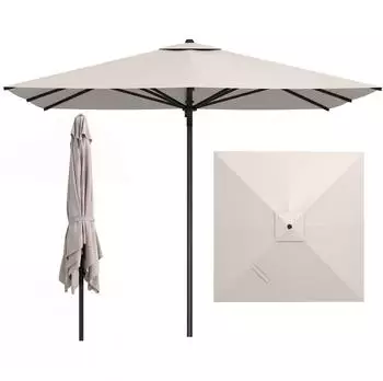 Costway Sonnenschirm quadratisch, Aluminium, beige, 300x300cm