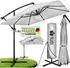 tillvex Ampelschirm rechteckig 330cm LED Solar, grau, 360° drehbar (TVESNS-012)