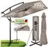 tillvex Ampelschirm rechteckig 330cm LED Solar, Aluminium, cappuccino (1687)