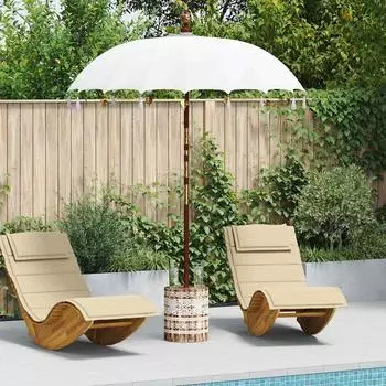 vidaXL Balinesischer Sonnenschirm mit Sockel, Bambus, creme, 185x185x260cm (3356881)