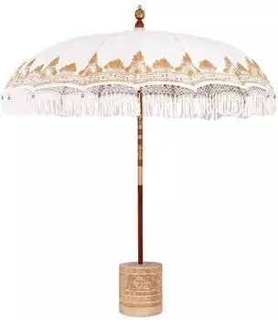 vidaXL Balinesischer Sonnenschirm mit Sockel, creme, 215x215x260cm