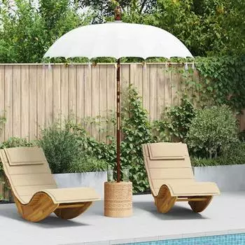 vidaXL Balinesischer Sonnenschirm mit Sockel, creme/natur, 190x190x250cm