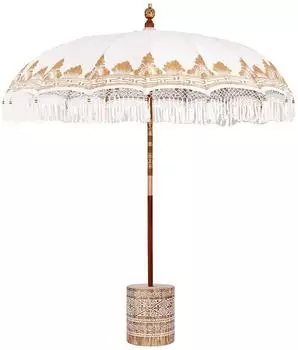 vidaXL Balinesischer Sonnenschirm mit Sockel, creme, 215x215x260cm (3356887)