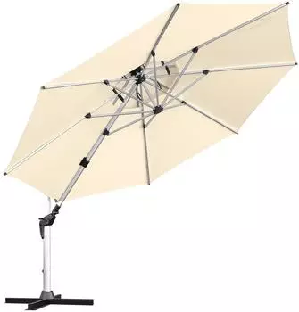 anndora Ampelschirm Alu Doppeldach 400cm rund, neigbar & drehbar (Natural)