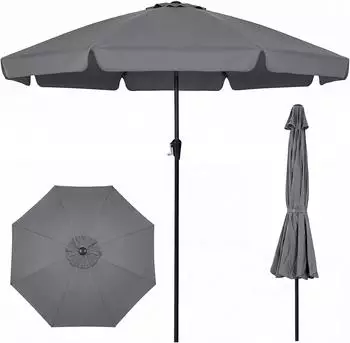 Costway Sonnenschirm 300cm mit Volant, 30° knickbar, 8 Glasfaser-Rippen (ZB35675TE)