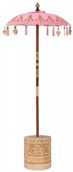 vidaXL Balinesischer Sonnenschirm mit Sockel, rosa, 95x95x260cm