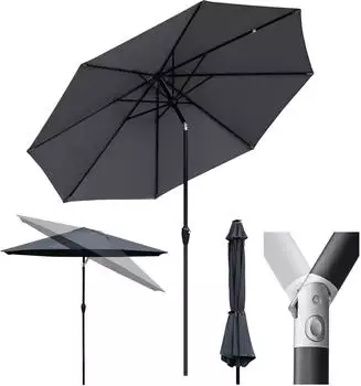 Sekey Marktschirm rund &Oslash;300cm, 8 Streben, UV50+, grau