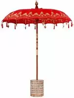vidaXL Balinesischer Sonnenschirm mit Sockel Rot 185 x 185 x 260 cm