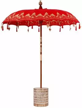 vidaXL Balinesischer Sonnenschirm mit Sockel 185x185x260cm, rot