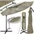 tillvex Ampelschirm LED Solar Ø 350cm, Aluminium, braun, mit Kurbel & Ständer (TVSNS-023)