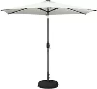 vidaXL Gartenparasol mit LED-Lichtern und Sockel 2,7 x 2,7 m Polyester
