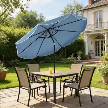 Outsunny Sonnenschirm &Oslash;265cm rund, 3-fache Neigung, himmelblau (84D-471V00BU)