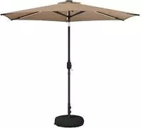 vidaXL Gartenparasol mit LED-Lichtern und Sockel 2,7 x 2,7 m Polyester