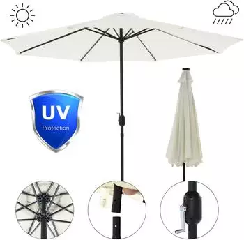 Mucola Ampelschirm Ø3m LED-Beleuchtung UV-Schutz, beige (50005053)