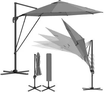 Woltu Sonnenschirm UPF 50+ 360&deg; Drehbar Dunkelgrau