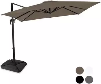 VONROC Pisogne freitragender Sonnenschirm 300x300cm, taupe, drehbar 360° (GP506XX_TAUPE_C2)