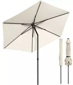 Vounot Sonnenschirm 270cm knickbar UV50+ mit Windöffnung, beige (15506889310583)