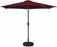 vidaXL Gartenparasol mit LED-Lichtern und Sockel 3 x 3 m Polyester