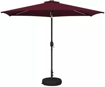 vidaXL Gartenparasol mit LED-Lichtern und Sockel 3x3m, Polyester