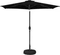 vidaXL Gartenparasol mit LED-Lichtern und Sockel 2,7 x 2,7 m Polyester