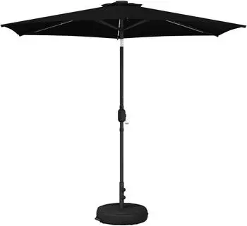 vidaXL Garten-Sonnenschirm mit LED-Lichtern und Sockel 270x270cm Polyester (42036263)