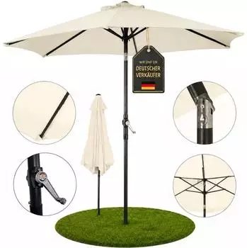 Ondis Sonnenschirm rund Ø180cm, Polyester, beige, UV50, Kurbel