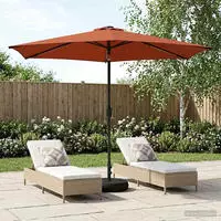 vidaXL Gartenparasol mit LED-Lichtern und Sockel 3 x 3 m Polyester