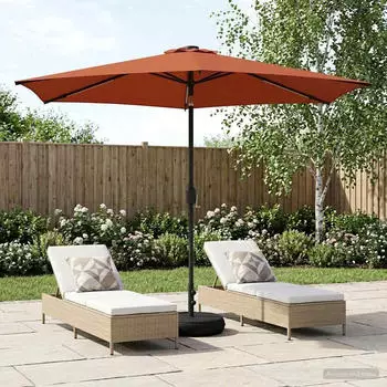 vidaXL Garten-Sonnenschirm mit LED-Lichtern und Sockel 300x300cm Polyester (42036270)