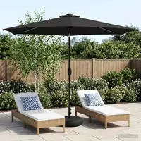 vidaXL Gartenparasol mit LED-Lichtern und Sockel 3 x 3 m Polyester