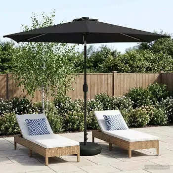 vidaXL Garten-Sonnenschirm mit LED-Lichtern und Sockel 300x300cm Polyester (42036269)