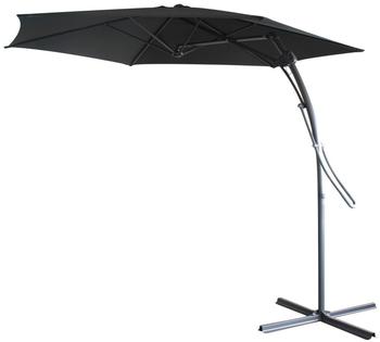 gd-world Sonnenschirm Schirm 3m Seitenarm Dunkelgrau Hebeltechnik