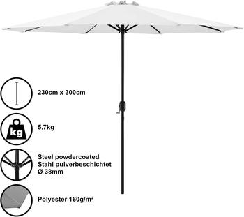 [casa.pro]® Sonnenschirm Ø 300 cm weiß