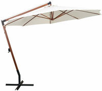 vidaXL Ampelschirm 350 cm Holzmast Wei&szlig;