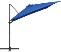 vidaXL Ampelschirm mit LED-Beleuchtung Stahl-Mast 250x250 cm Azurblau