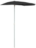 vidaXL Halb-Sonnenschirm mit Mast 180x90 cm Schwarz