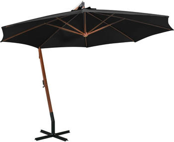 vidaXL Ampelschirm + Mast schwarz 3,5x2,9 m Massivholz Tanne (313772)