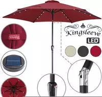 Sonnenschirm Led Beleuchtung Uv Schutz 80+ Solar Schutzh&uuml;lle 270cm Gro&szlig; Kurbel