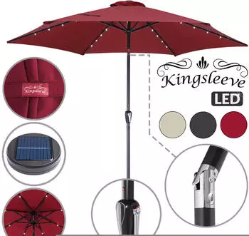 Kingsleeve LED Solar Sonnenschirm MiamiAlu Ø270cm (880709) Kingsleeve LED Solar Sonnenschirm MiamiAlu Ø270cm (880709)