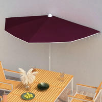 Halb-sonnenschirm Mit Mast 180x90 Cm Bordeauxrot Vidaxl